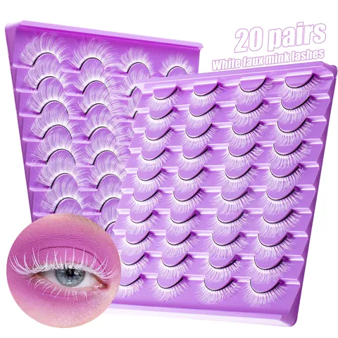 Dramatic 3D White False Eyelashes Faux Mink Dense Long Fluffy Extensions For Creative Stage Makeup Cosplay Party Women Beauty
