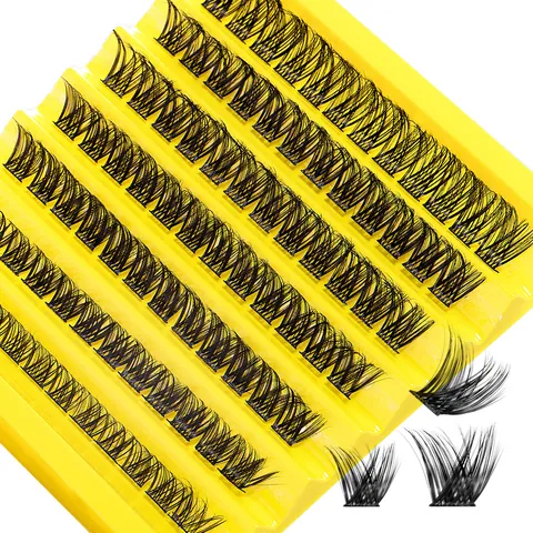 Ciglia Individuali Segmentate Professionali in Fibra Sintetica Folte Ciglia a Grappolo DIY Extension Occhi per Trucco Quotidiano Donna