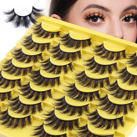 Faux Mink False Eyelashes Dense Curled Natural Long Cross Lashes Reusable Handmade Cotton Thread Black Eye Makeup Tools
