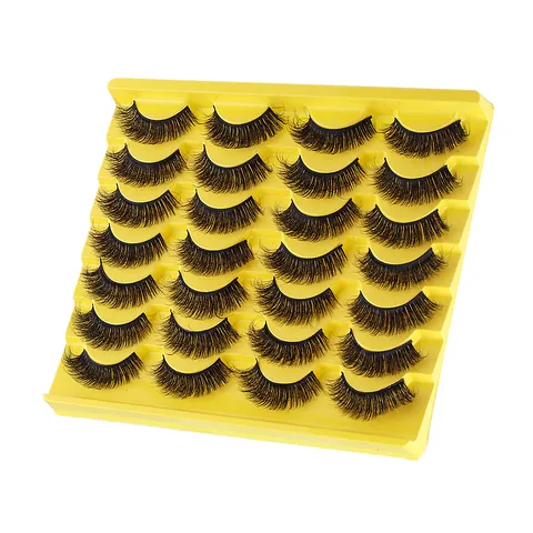 Faux Mink False Eyelashes Dense Curled Natural Long Cross Lashes Reusable Handmade Cotton Thread Black Eye Makeup Tools