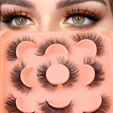 Faux Nerz Falsche Wimpern 3D Flauschig Dramatisch Handmade Überkreuzt Dick Augen Make-Up Erweiterung Für Party Damen Schmuck