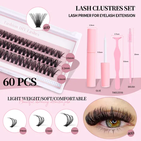 DIY Cluster Wimpers Verlenging Kit Individuele Valse Wimpers Set Met Lijm Pincet En Borstel Professionele Zwarte Wimpers Tools