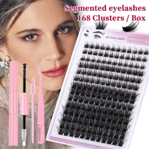 DIY Individuele Wimperverlenging Kit Natuurlijke Wispy Cluster Wimpers Kunstvezel Wimpers Met Lijm Pinzet Voor Vrouwen Make-Up Tools