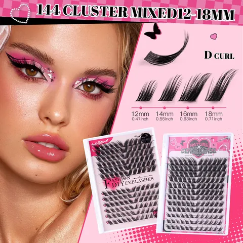 Kit Extension Ciglia Fai-da-te Con Bond E Seal Pinzette Spazzola Curvatura D Lunghezze Miste Set Ciglia a Grappolo Trucco Donna