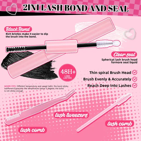 Kit Extension Ciglia Fai-da-te Con Bond E Seal Pinzette Spazzola Curvatura D Lunghezze Miste Set Ciglia a Grappolo Trucco Donna