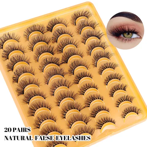 Natural Thick False Eyelashes 3D Faux Mink Lashes Volume Cross Wispy Eyelashes Extensions Beauty Makeup Tools