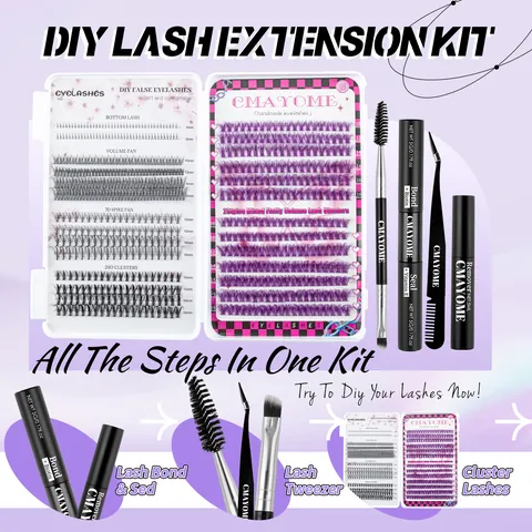 DIY Cluster Lash Extension Kit Purple Black Mixed Large Capacity Volume Fan Individual False Eyelashes For Women Makeup