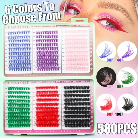Pestañas Postizas Individuales DIY De Colores Mezcla Multicolor Curvatura DD Con Pegamento Removedor Pinzas Herramientas Para Mujer