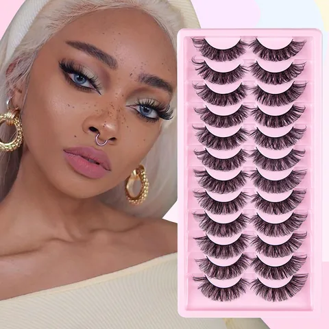 Russian DD Curl Faux Mink False Eyelashes Multilayered Thick Crossed Synthetic Fiber Eye Lashes For Women Professional Makeup