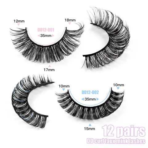 Russian DD Curl Faux Mink False Eyelashes Multilayered Thick Crossed Synthetic Fiber Eye Lashes For Women Professional Makeup