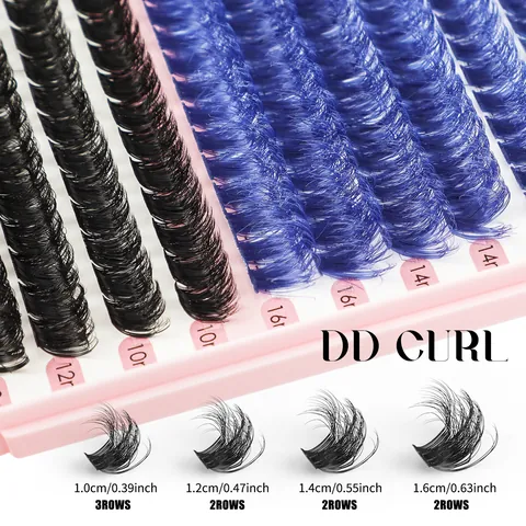 DIY Χρωματιστές Βλεφαρίδες Cluster Kit Μικτό Μήκος 10-16mm Καμπυλότητα DD Αφράτες Μεμονωμένες Ψεύτικες Βλεφαρίδες Με Bond Seal Remover Τσιμπιδάκι Για Μακιγιάζ Halloween Πάρτι