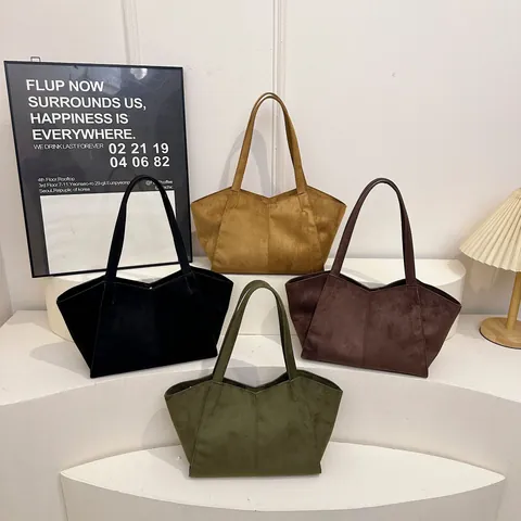 Vintage Wildlederimitat Tragetasche Große Kapazität Urban Minimalistische Schultertasche Für Damen Pendeln Chic Achseltasche Mit Magnetverschluss