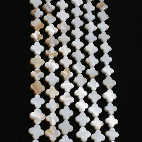 Cuentas de Concha Natural de Agua Dulce Madreperla Forma de Trébol de Cuatro Hojas Cuentas Sueltas Pulidas para Hacer Joyas DIY