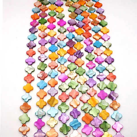 Natural Freshwater Shell Loose Beads Four Leaf Clover Shape Straight Hole Multicolor DIY Jewelry Making Accessories