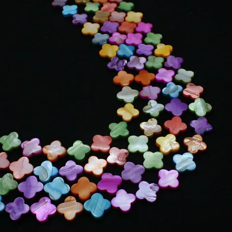Natural Freshwater Shell Loose Beads Four Leaf Clover Shape Straight Hole Multicolor DIY Jewelry Making Accessories