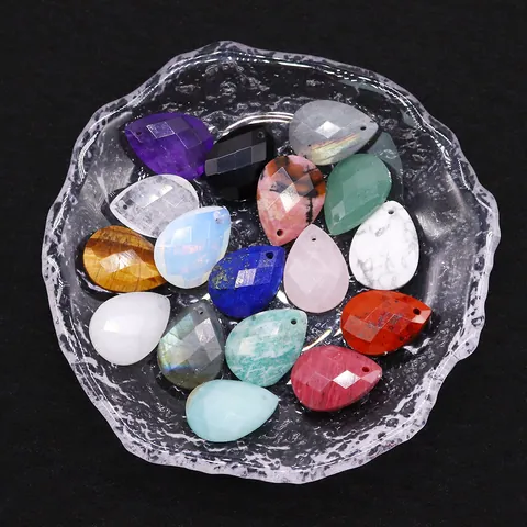 Natural Stone Teardrop Faceted Pendant For DIY Jewelry Making Necklaces Water Drop Gemstone Accessory For Women Men Gift
