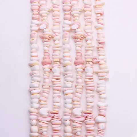 Natürliche See-Muschel Perlen Fechterschnecke Lose Perlen Unregelmäßige Form Strang Für DIY Halskette Armband Schmuckherstellung Rosa Weiß