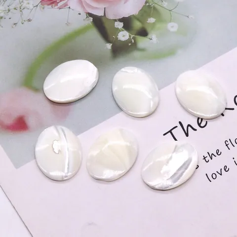 Natural White Sea Shell Beads Oval Cabochon 15x20mm Iridescent Mother Of Artificial Pearl Loose Beads For DIY Ring Jewelry Making Accessories