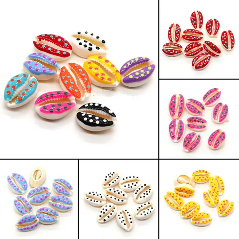 Natural Shell Beads Hand Painted Polka Dot Conch Cowrie Shell Loose Beads For DIY Necklace Bracelet Jewelry Making Supplies