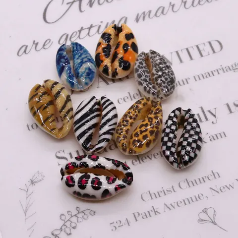 Cuentas de Concha Natural Cauri Estampadas con Patrón de Leopardo y Cebra Goteo de Aceite Cuentas Sueltas para Hacer Joyas DIY Collar Accesorio