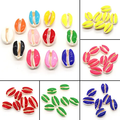 Cuentas de Concha Natural Cauri Pintadas de Esmalte Espaciadores de Caracola para Fabricación de Joyas DIY Collar Pulsera Accesorio de Playa de Verano