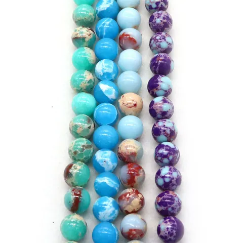 Natural Imperial Jasper Round Loose Beads Polished Stone Strands For DIY Necklace Bracelet Making Jewelry Finding Accessories