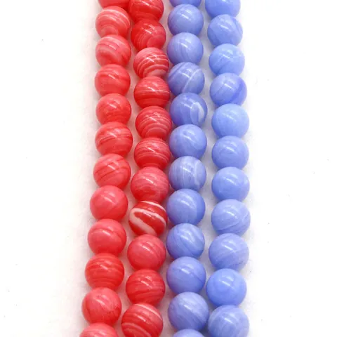 Natural Stone Round Loose Beads Red Rhodochrosite Purple Agate Polished Spacers Beads For DIY Necklace Bracelet Jewelry Making Supplies