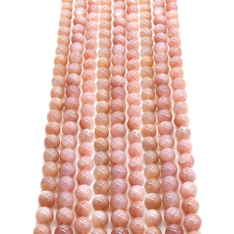 Natural Sunstone Orange Moonstone Round Loose Beads For DIY Jewelry Making Necklaces Bracelets 4mm 6mm 8mm 10mm