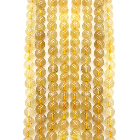 Natural Stone Citrine Round Loose Beads Polished Yellow Crystal Beads For DIY Necklace Bracelet Jewelry Making Accessories