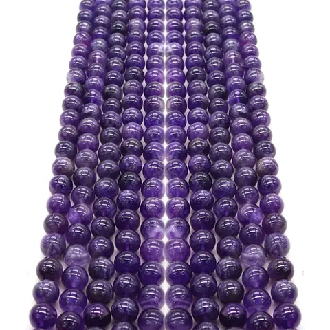 Perles en Vrac Rondes en Améthyste Naturelle Pierre Violette Perles Polies Pour Fabrication de Bijoux DIY Collier Bracelet Accessoire