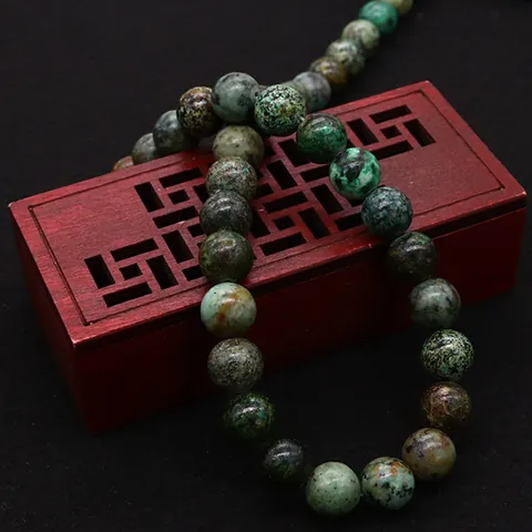 African Turquoise Natural Stone Round Loose Beads Polished Spotted Pattern Gemstone Beads For DIY Jewelry Making Accessories