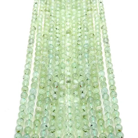 Natural Prehnite Stone Round Loose Beads Polished Green Gemstone Spacer Beads For DIY Jewelry Making Bracelet Necklace
