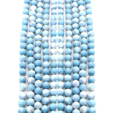 Perline Tonde in Pietra Naturale Blu Cielo Stile Larimar Motivo a Onde Perline Sciolte per DIY Collana Bracciale Accessori Creazione Gioielli