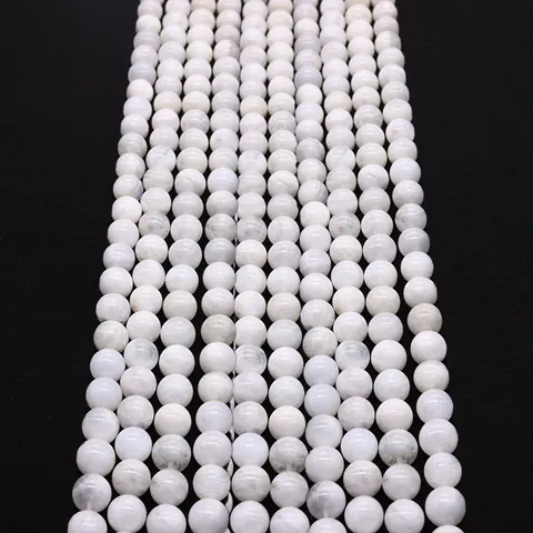 Natural Stone White Jade Round Loose Beads Polished Ball Beads For DIY Jewelry Making Necklace Bracelet Accessory