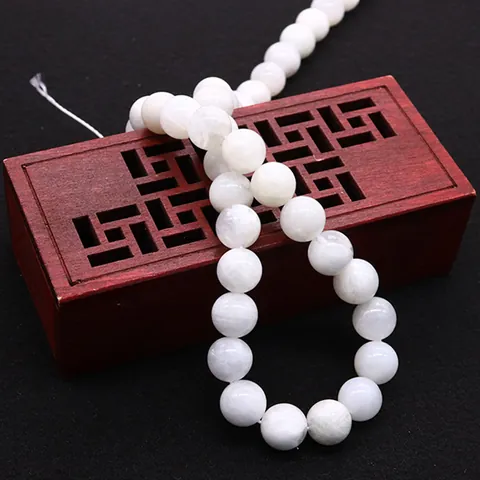 Natural Stone White Jade Round Loose Beads Polished Ball Beads For DIY Jewelry Making Necklace Bracelet Accessory