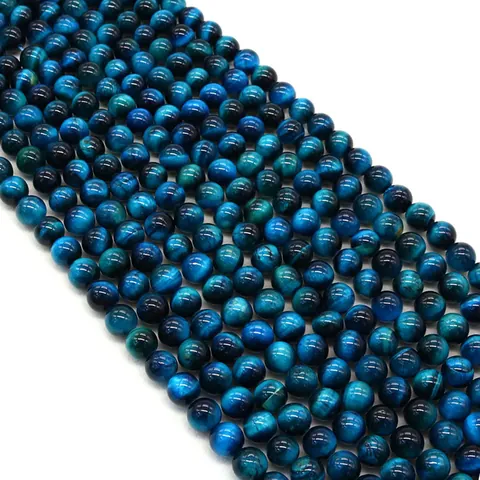 Natural Stone Colorful Tiger Eye Round Loose Beads Polished Straight Hole Strand For DIY Jewelry Making Necklace Bracelet Handmade Accessory