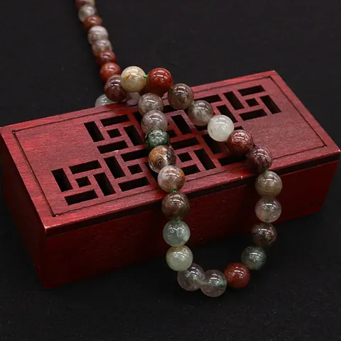 Natural Red Green Rutilated Quartz Round Loose Beads Polished Stone For DIY Jewelry Making Necklace Bracelet Handcraft