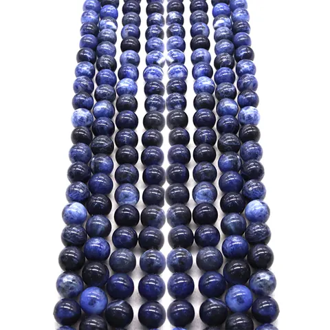 Cuentas de Piedra Natural de Sodalita Azul Redondas Pulidas Cuentas Sueltas Para la Creación de Joyas de Bricolaje Collares Pulseras