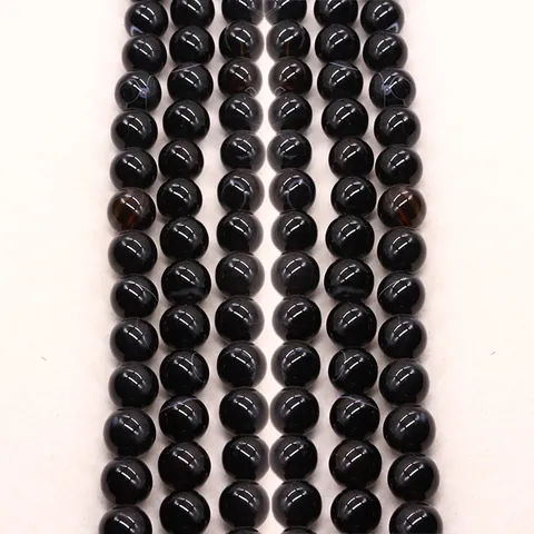 Natural Black Dragon Vein Agate Loose Beads Round Natural Stone Beads For DIY Necklace Bracelet Jewelry Making Accessories
