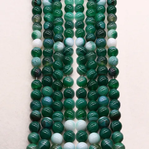 Perline Sciolte Rotonde in Agata Verde Naturale a Righe Per Fai Da Te Creazione Di Gioielli Collane Braccialetti Lucidi
