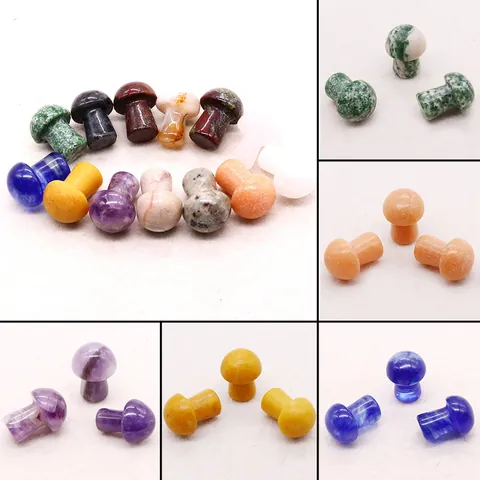 Natural Stone Mushroom Ornaments Mini Polished Crystal Stones For DIY Jewelry Making Flower Pot Home Decor Garden Accessories