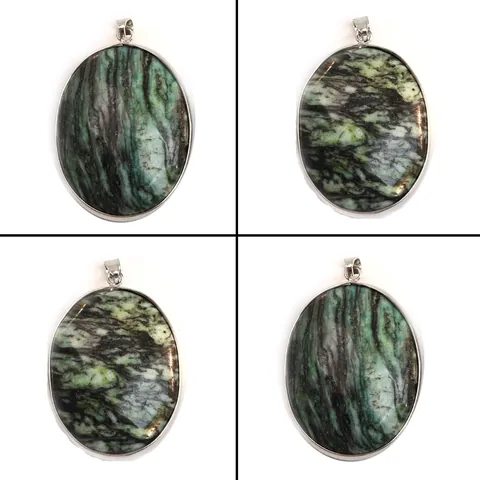 Pendaglio in Pietra Naturale Ovale Ciondolo in Turchese Brasiliano Con Bordo Placcato in Rame Per Fai da Te Creazione di Gioielli Solo Pendaglio (Senza Catena)
