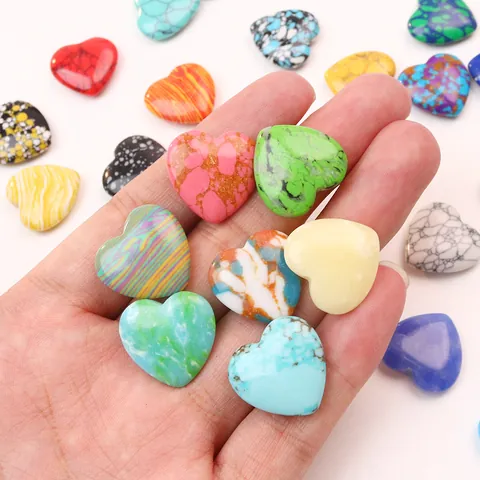 Cuentas en Forma de Corazón Piedra Natural Turquesa Sintética Sin Perforar para Collar Pulsera Joyería Bricolaje