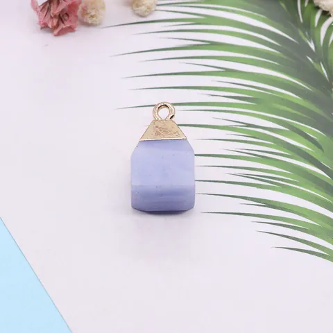 Pendentif en Pierre Naturelle Forme de Cube Bloc de Cristal Brut Avec Attache en Cuivre Électroplaqué pour Accessoires de Bijoux DIY
