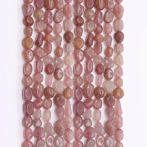 Perles en Vrac en Pierre Naturelle de Quartz Fraise Irrégulière pour Collier Bracelet DIY Accessoires de Fabrication de Bijoux Femmes Rose