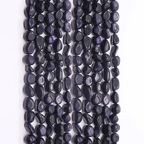 Perles en Vrac en Grès Bleu Naturel Irrégulier Poli Bleu Étoilé Perles de Pierre Pour Fabrication Bijoux DIY Collier