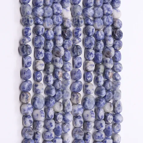 Perles en Vrac de Pierre de Sodalite Naturelle Irrégulière Bleu Blanc Marbré Nugget pour Fabrication de Collier Bracelet Bijoux DIY