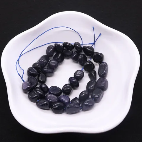 Perles en Vrac en Grès Bleu Naturel Irrégulier Poli Bleu Étoilé Perles de Pierre Pour Fabrication Bijoux DIY Collier