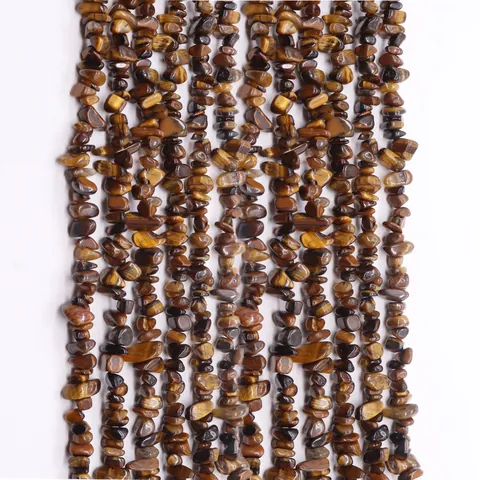 Natural Tiger's Eye Stone Irregular Crushed Beads For DIY Jewelry Making Polished Brown Yellow Gemstone Strand For Necklace Bracelet