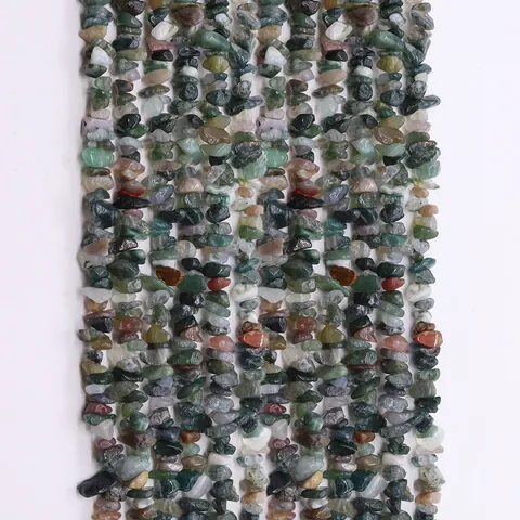 Natural Stone Irregular India Agate Chips Loose Beads DIY Jewelry Making Accessories Polished Moss Agate Strands For Craft Projects